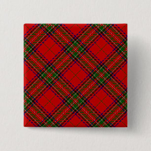 Stewart / Stuart tartan red green plaid 15 Cm Square Badge