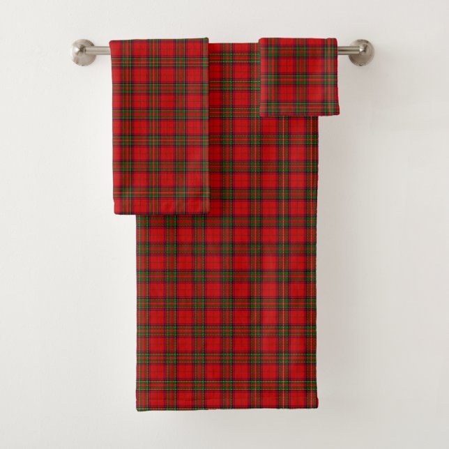 Stewart / Stuart tartan red green plaid Bath Towel Set (Insitu)