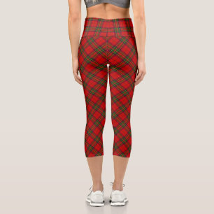 Stewart / Stuart tartan red green plaid Capri Leggings