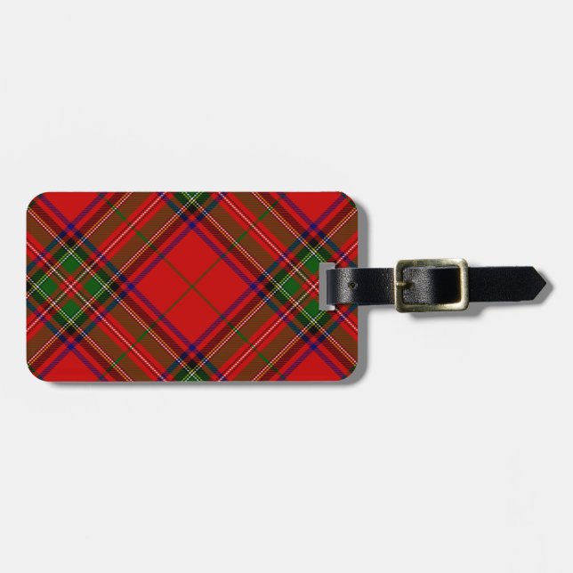 Stewart / Stuart tartan red green plaid Luggage Tag (Front Horizontal)