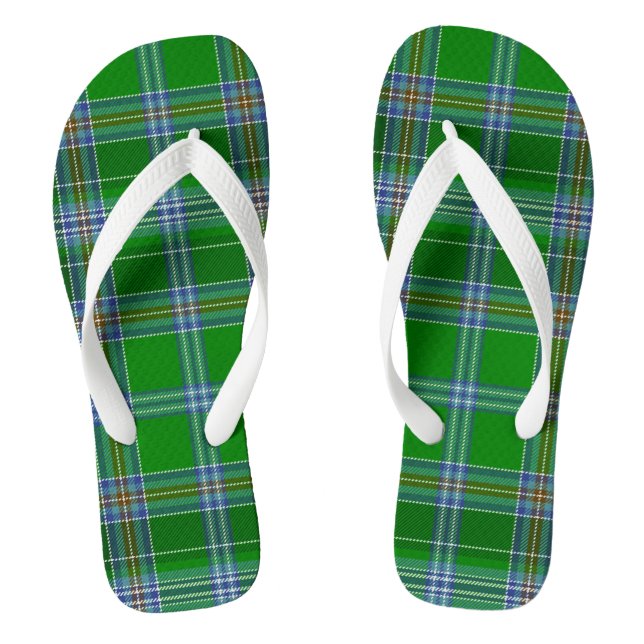 Stewart Tartan Blue, Green, Black Adult Flip Flops (Footbed)