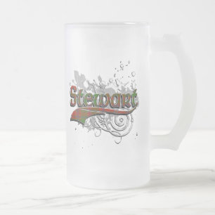 Stewart Tartan Grunge Frosted Glass Beer Mug