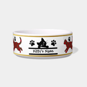 Stewart Tartan Kitty Personalised Cat Bowl