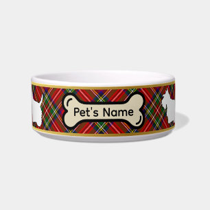 Stewart Tartan Scottie Dog Personalised Bowl