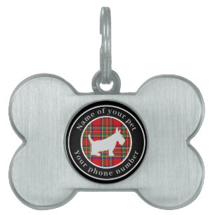 Stewart Tartan Scottie Dog Personalised Pet ID Tag