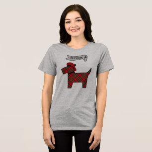 Stewart Tartan Scottie Dog Personalised Tri-Blend Shirt