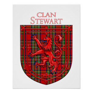 Stewart Tartan Scottish Plaid Lion Rampant Poster