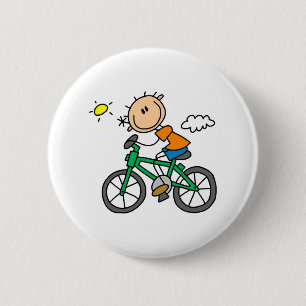Stick Boy Riding Bicycle 6 Cm Round Badge