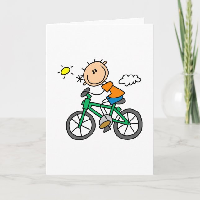 Stick Boy Riding Bicycle Card (Front)