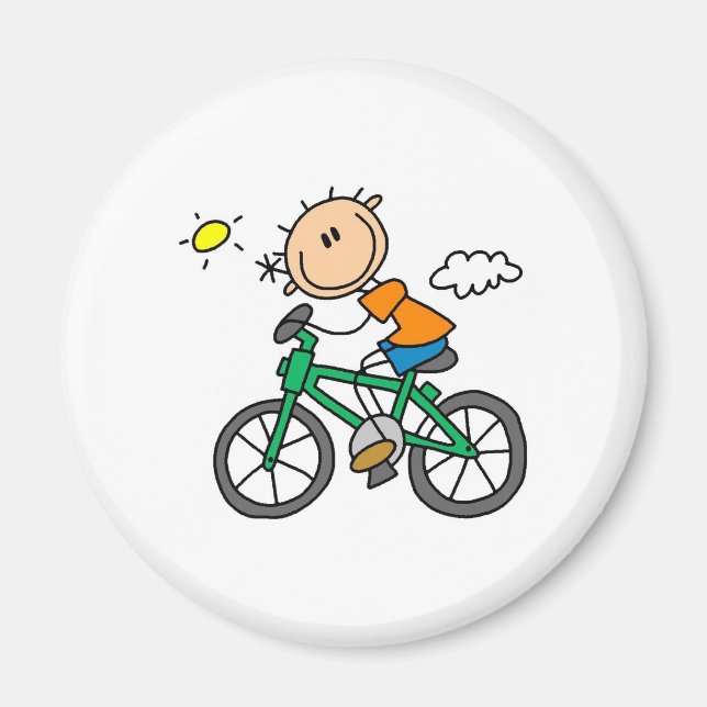 Stick Boy Riding Bicycle Magnet (Front)