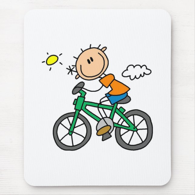 Stick Boy Riding Bicycle Mouse Mat (Front)