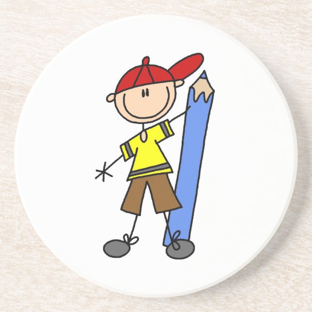 Stick Boy With Pencil Coaster (Front)