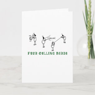 Stick Chickens Four Calling Birds Holiday Card