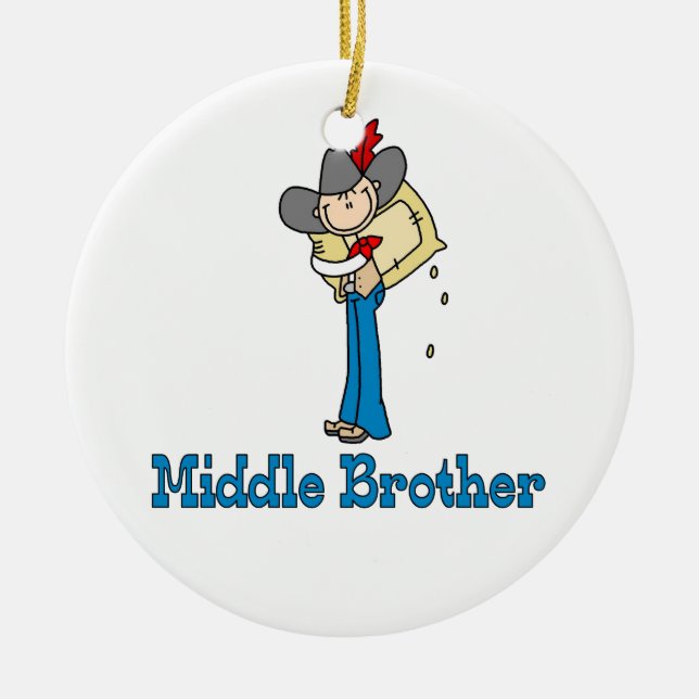 Stick Cowboy Middle Brother Ceramic Tree Decoration (Front)