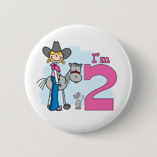Stick Cowgirl 2nd Birthday Pinback Button
