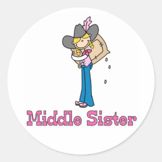 Stick Cowgirl Middle Sister Classic Round Sticker