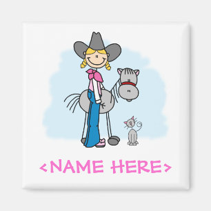 Stick Cowgirl N Horse Magnet