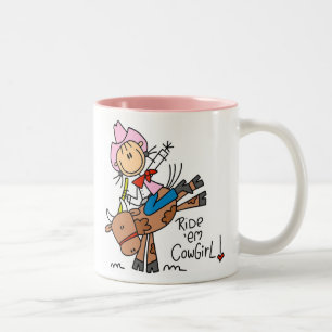 Stick  Cowgirl Riding Bull Mug