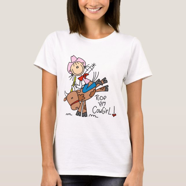 Stick  Cowgirl Riding Bull Tshirts and Gifts (Front)