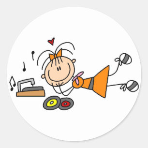 Stick Figure 50's Girl T-shirts and Gifts Classic Round Sticker