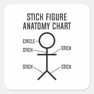 Stick Figure Anatomy Chart Square Sticker