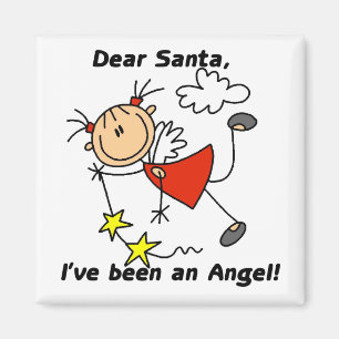 Stick Figure Angel Dear Santa Tshirts and Gifts Magnet