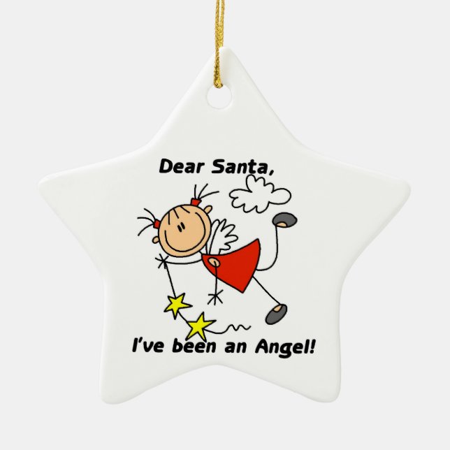 Stick Figure Angel Girl Ornament (Front)