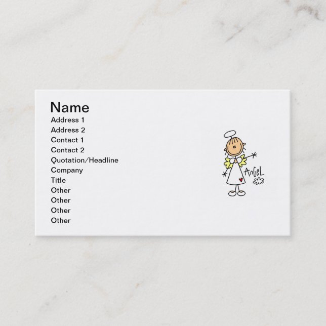 Stick Figure Angel T-shirts and Gifts Business Card (Front)