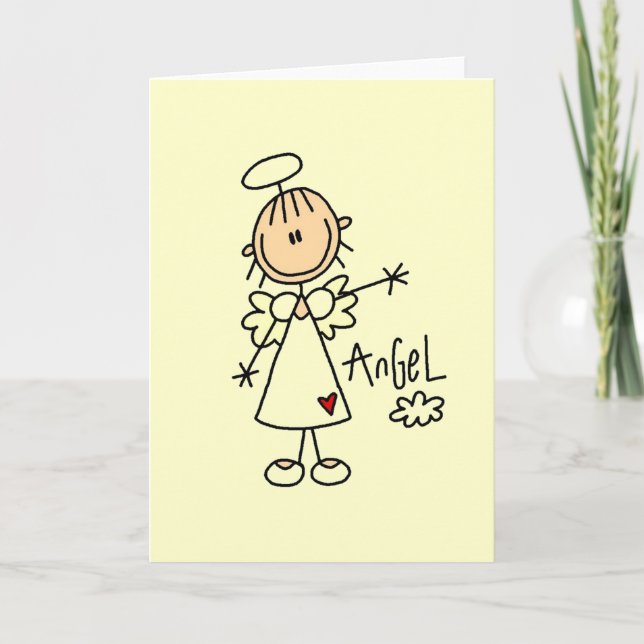 Stick Figure Angel T-shirts and Gifts Card (Front)