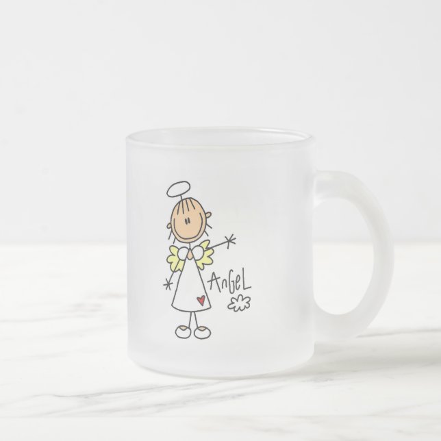 Stick Figure Angel T-shirts and Gifts Frosted Glass Coffee Mug (Right)