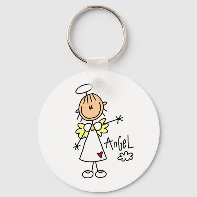 Stick Figure Angel T-shirts and Gifts Key Ring (Front)