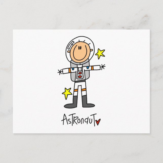 Stick Figure Astronaut T-shirts and Gifts Postcard (Front)