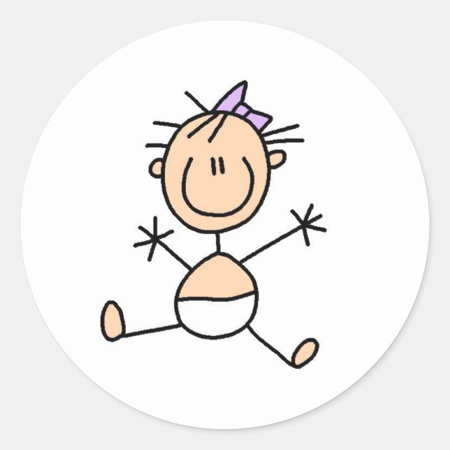 Stick Figure Baby Girl Sticker (Front)