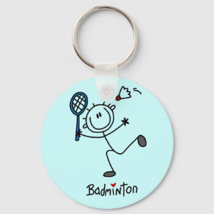 Stick Figure Badminton T-shirts and Gifts Key Ring