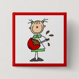 Stick Figure Baker Mixing Batter 15 Cm Square Badge