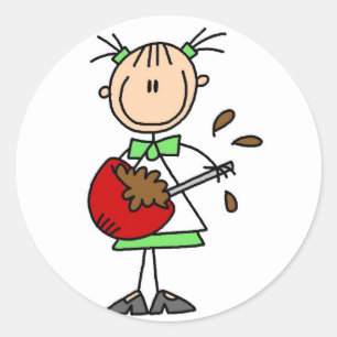 Stick Figure Baker Mixing Batter Classic Round Sticker