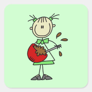 Stick Figure Baker Mixing Batter Square Sticker