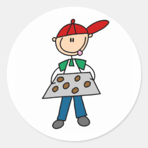 Stick Figure Baking Cookies Classic Round Sticker