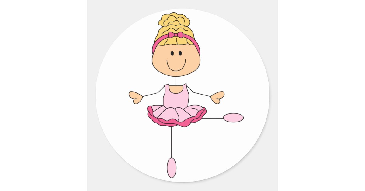 Stick Figure Ballerina Classic Round Sticker | Zazzle