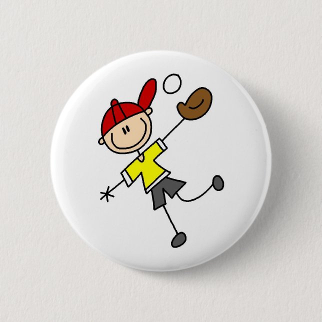 Stick Figure Baseball Button (Front)