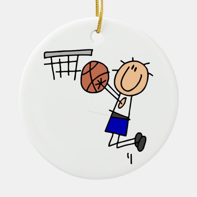 Stick Figure Basketball Sink T-shirs and Gifts Ceramic Tree Decoration (Front)