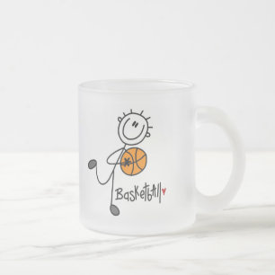 Stick Figure Basketball T-shirts and Gifts Frosted Glass Coffee Mug