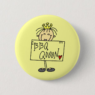 Stick Figure BBQ Queen 6 Cm Round Badge