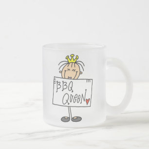Stick Figure BBQ Queen Frosted Glass Coffee Mug