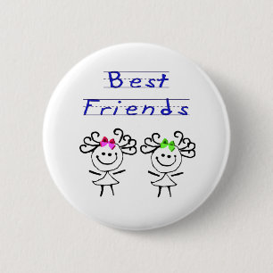 Stick figure best friends 6 cm round badge