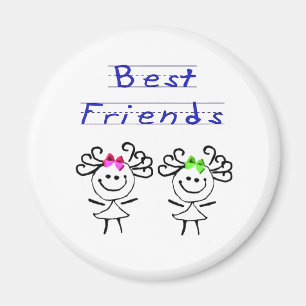 Stick figure best friends magnet