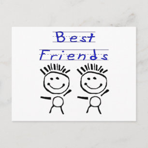 Stick Figure Best Friends Postcard