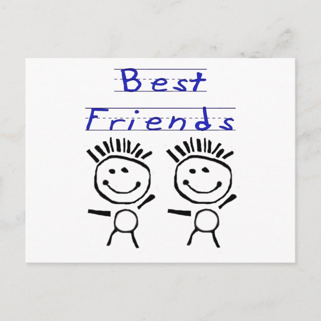 Stick Figure Best Friends Postcard (Front)