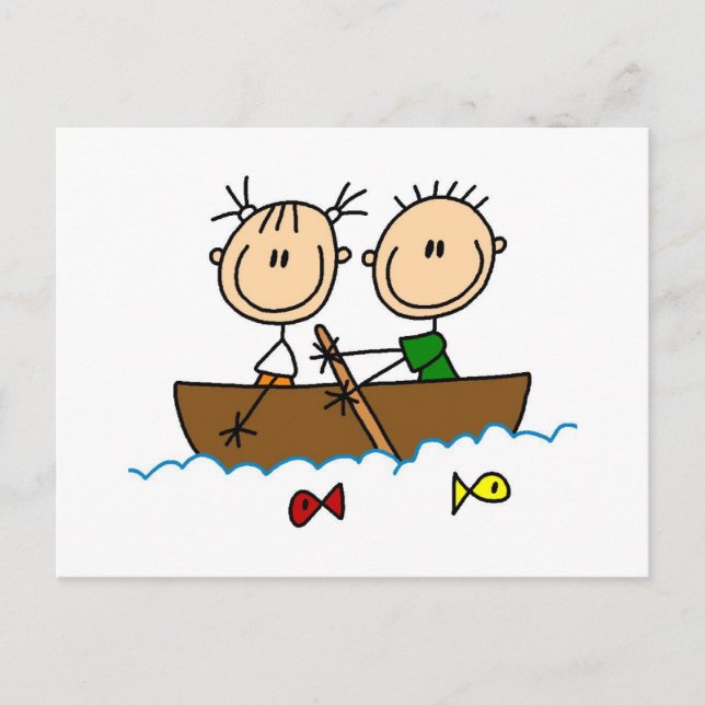 Stick Figure Boat Fishing Tshirts and Gifts Postcard (Front)