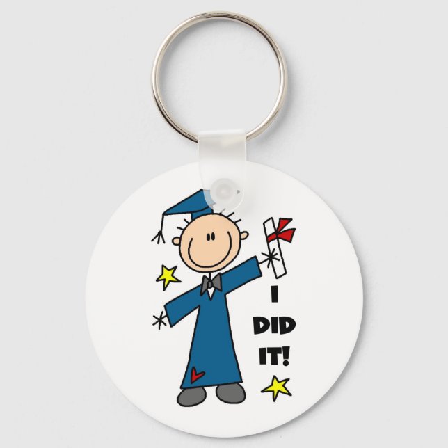 Stick Figure Boy Graduate T-shirts and Gifts Key Ring (Front)